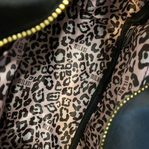 New! Milani Cosmetic Makeup Travel Storage Bag Black Leopard print - Picture 2 of 5